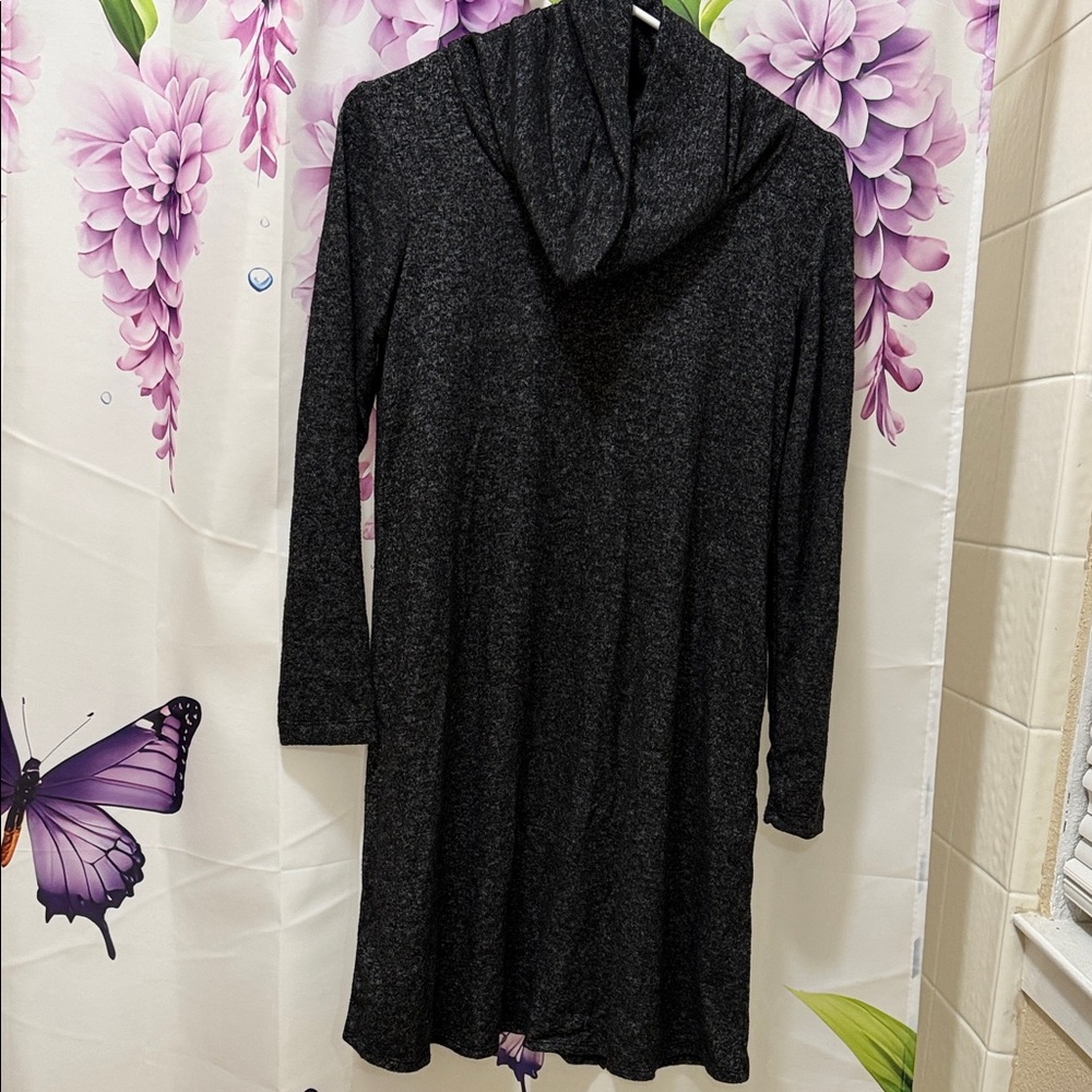 AB Studio Charcoal Long Sleeve Hooded Dress